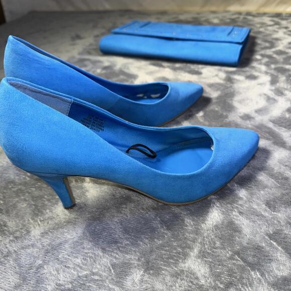 H&M Women's Heels Baby Blue Sz 7 With Matching Clutch - Picture 5 of 15
